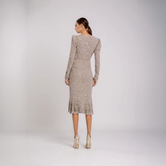 MAC DUGGAL BEADED SEQUIN GOWN WITH EMBELLISHED HEMLINE Blush/Light Purple Sz 6 - Picture 2 of 6